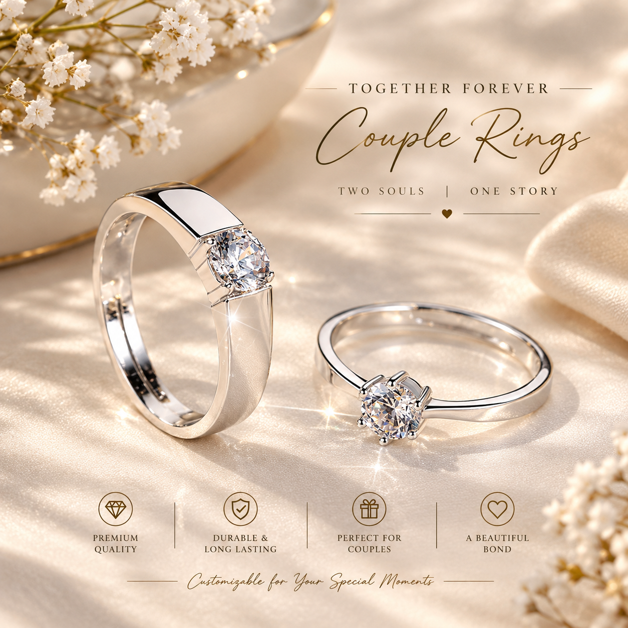 Elegant Couple Rings Set – Forever Bond