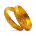 Elegant gold-plated bangles with modern pattern
