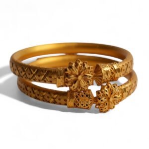 Royal Elegance 2pc Bangles Set – 24K Gold Plated Classic Jewelry for Women